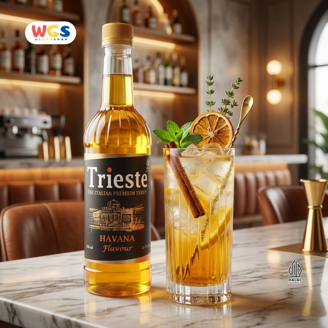Trieste Havana Rum Flavor Syrup Premium 650ml - Halal MUI - Trendy Drink - Coffee