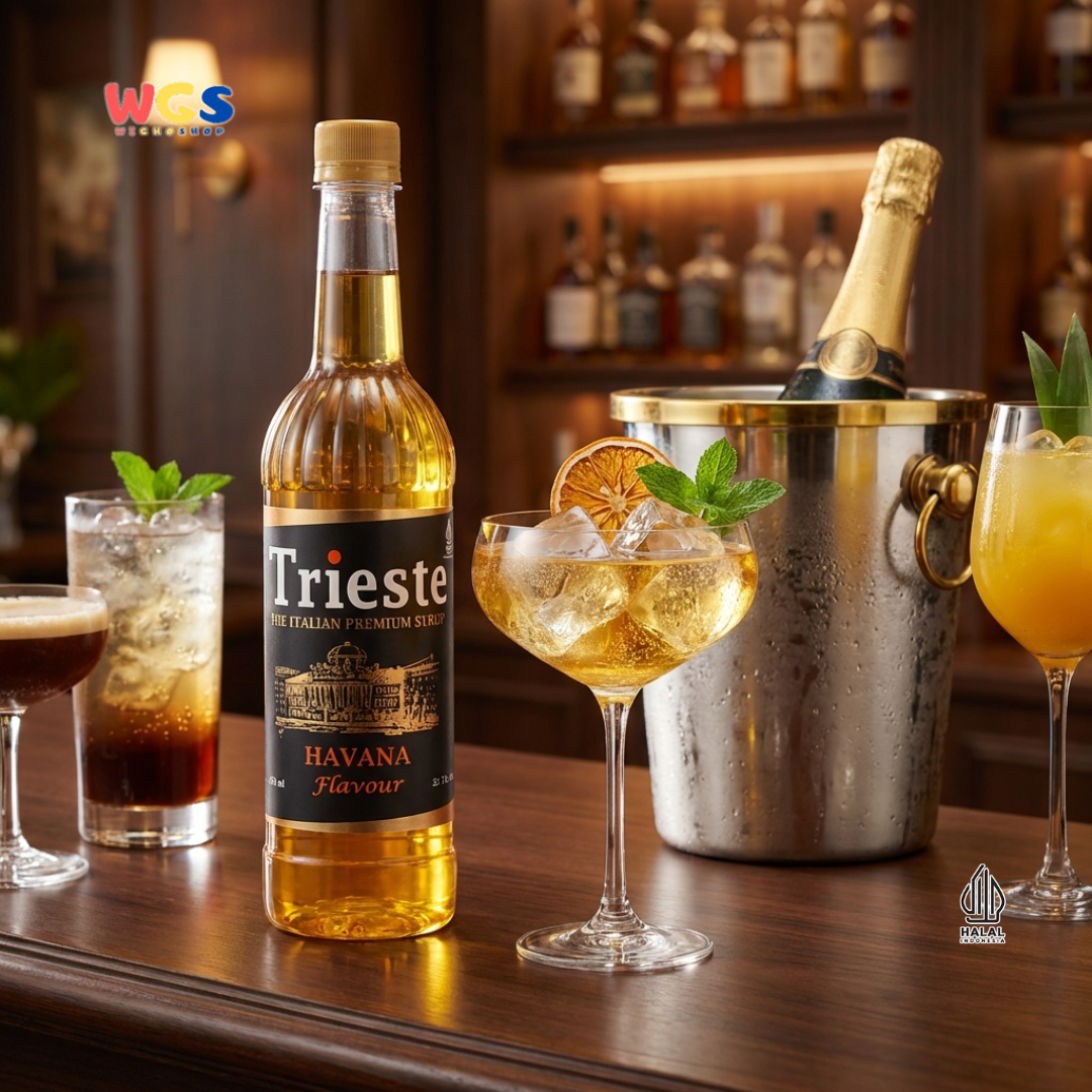Trieste Havana Rum Flavor Syrup Premium 650ml - Halal MUI - Trendy Drink - Coffee