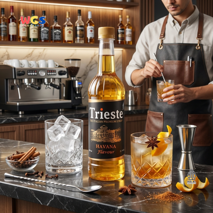 Trieste Havana Rum Flavor Syrup Premium 650ml - Halal MUI - Trendy Drink - Coffee