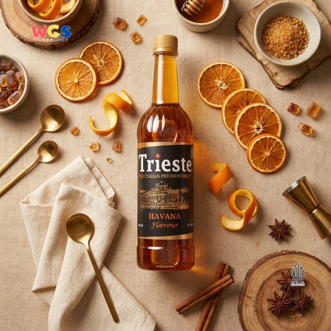 Trieste Havana Rum Flavor Syrup Premium 650ml - Halal MUI - Trendy Drink - Coffee