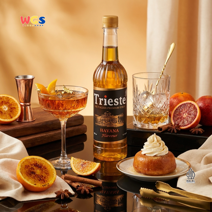 Trieste Havana Rum Flavor Syrup Premium 650ml - Halal MUI - Trendy Drink - Coffee