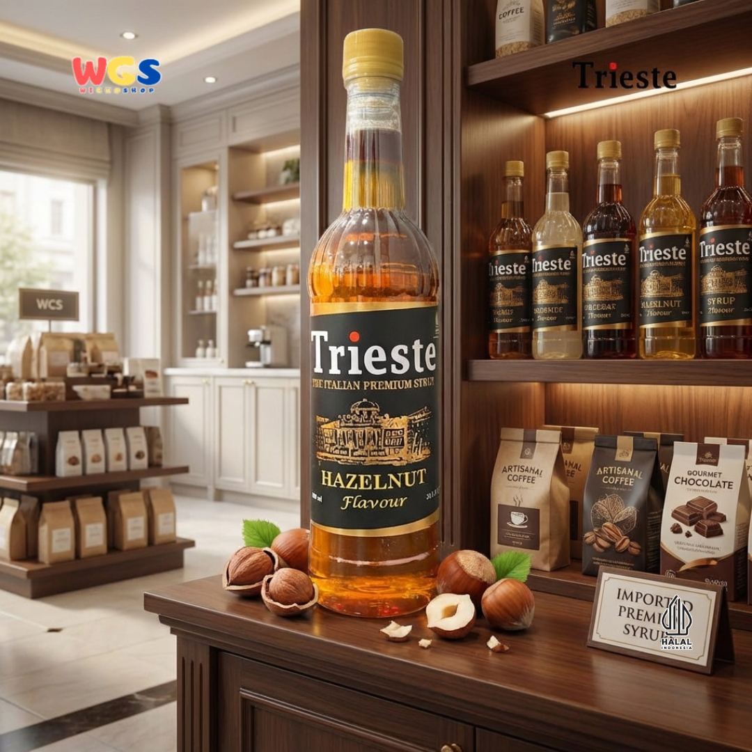 Trieste Hazelnut Syrup 650ml - Sirup Hazelnut Halal Premium untuk Kopi, Latte & Minuman