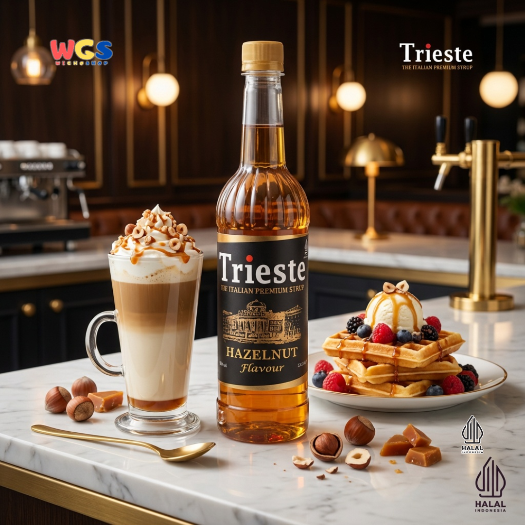 Trieste Hazelnut Syrup 650ml - Sirup Hazelnut Halal Premium untuk Kopi, Latte & Minuman