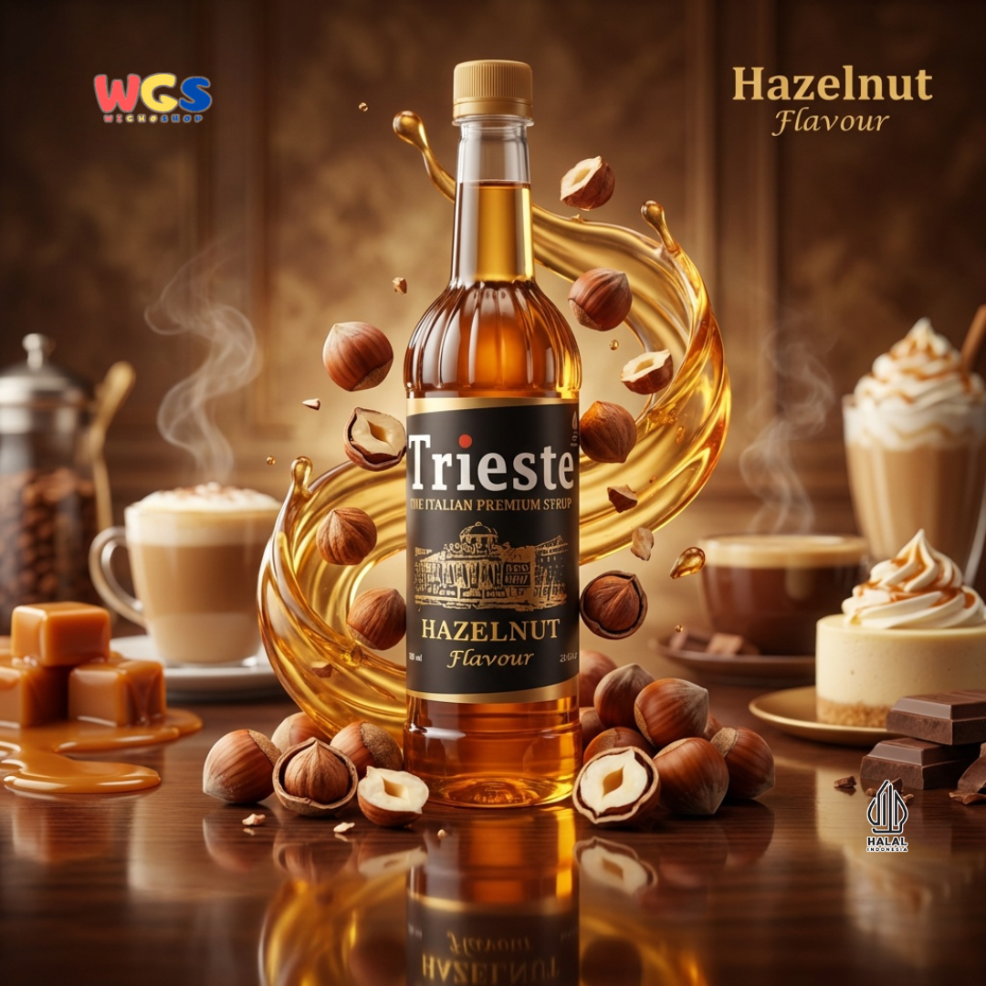 Trieste Hazelnut Syrup 650ml - Sirup Hazelnut Halal Premium untuk Kopi, Latte & Minuman