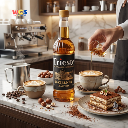 Trieste Hazelnut Syrup 650ml - Sirup Hazelnut Halal Premium untuk Kopi, Latte & Minuman