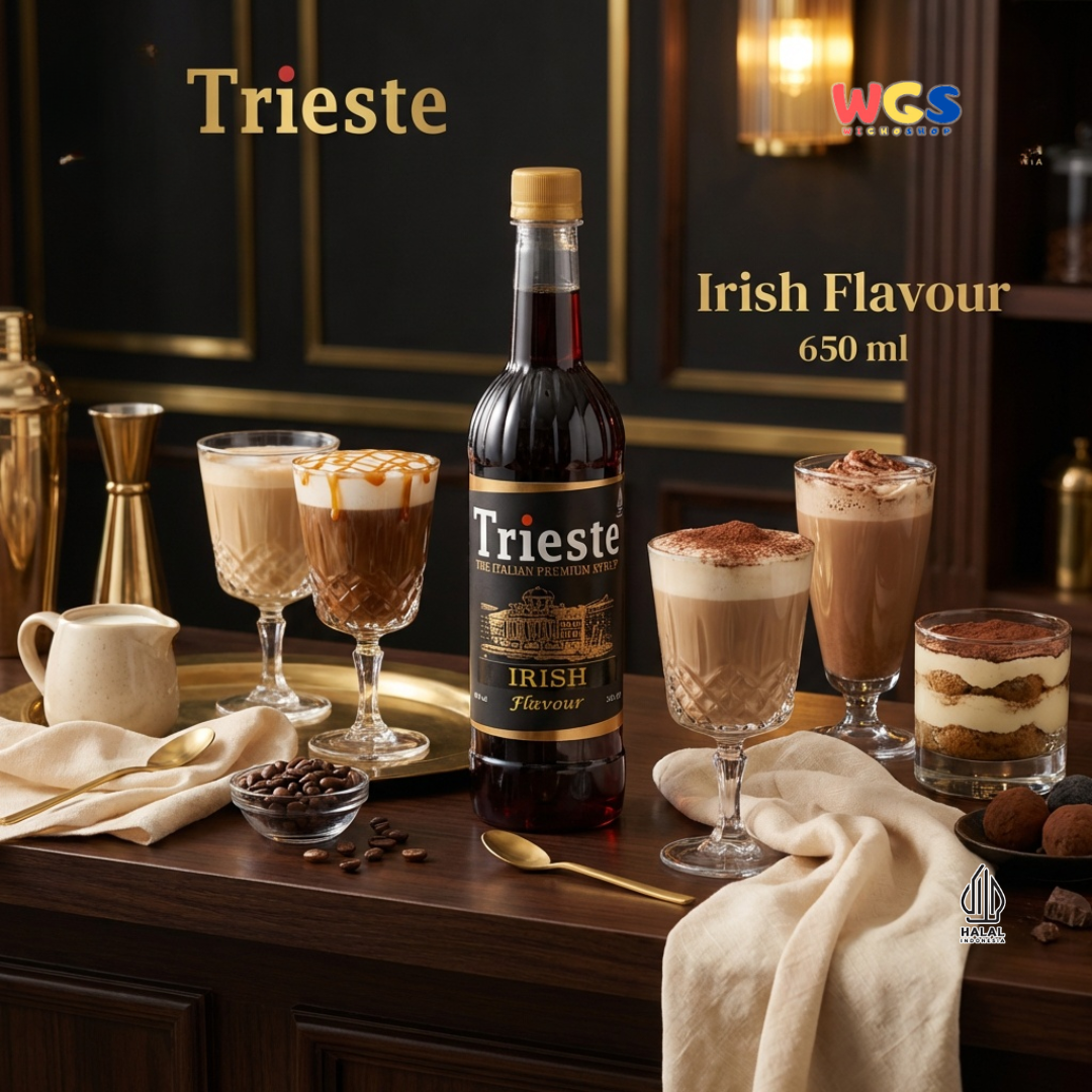 Trieste Irish Syrup Flavour 650ml - Sirup Premium Rasa Irish untuk Kopi, Latte, Mocktail dan Dessert