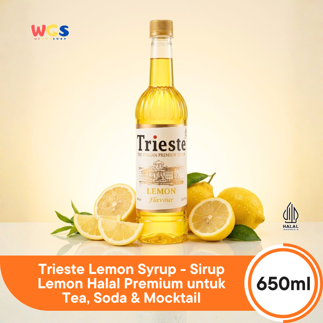 Trieste Lemon Syrup 650ml - Sirup Lemon Halal Premium untuk Tea, Soda & Mocktail