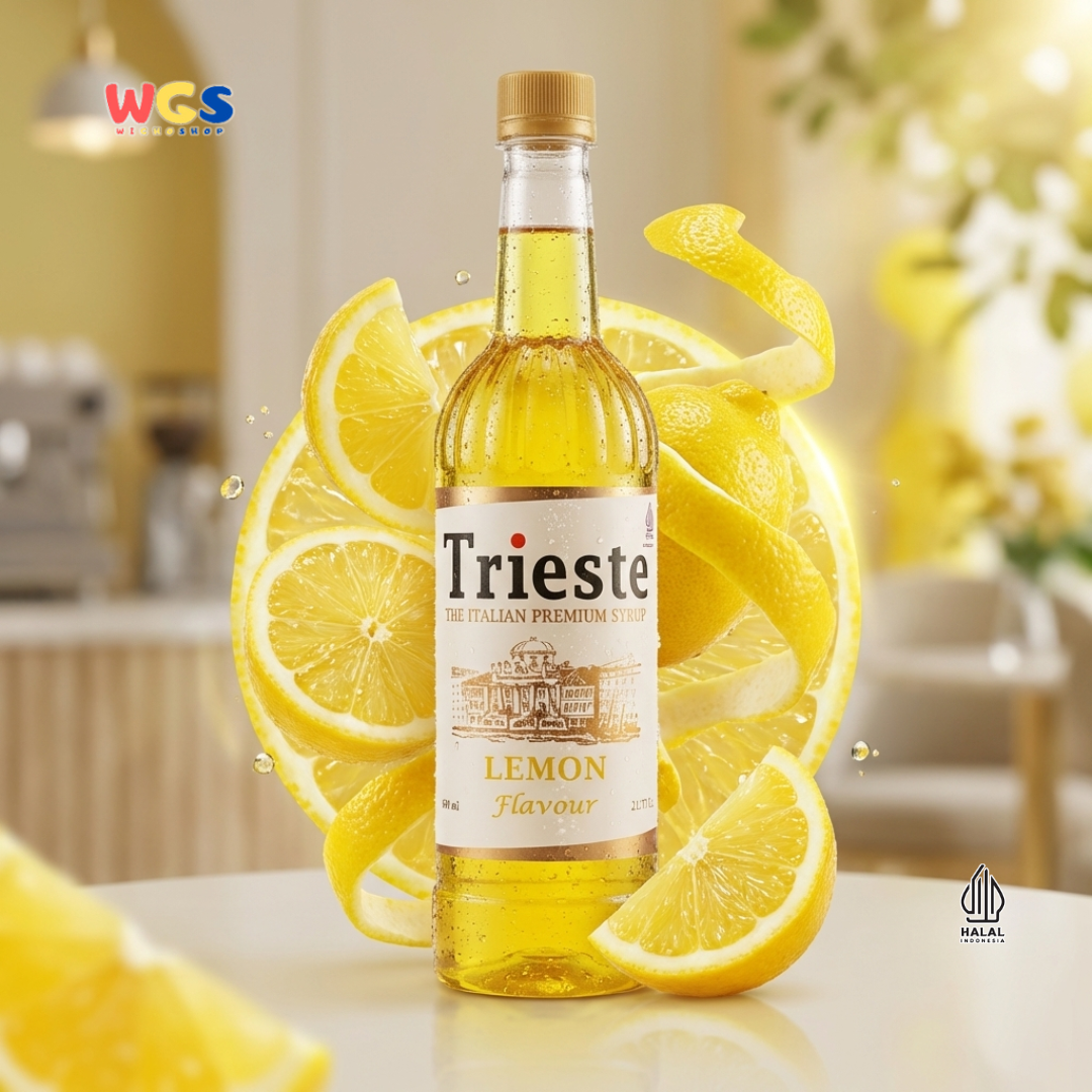 Trieste Lemon Syrup 650ml - Sirup Lemon Halal Premium untuk Tea, Soda & Mocktail