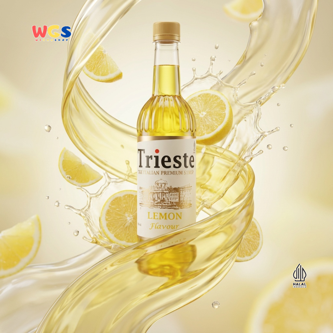Trieste Lemon Syrup 650ml - Sirup Lemon Halal Premium untuk Tea, Soda & Mocktail