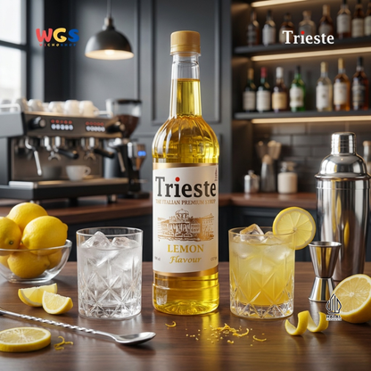 Trieste Lemon Syrup 650ml - Sirup Lemon Halal Premium untuk Tea, Soda & Mocktail