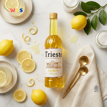 Trieste Lemon Syrup 650ml - Sirup Lemon Halal Premium untuk Tea, Soda & Mocktail