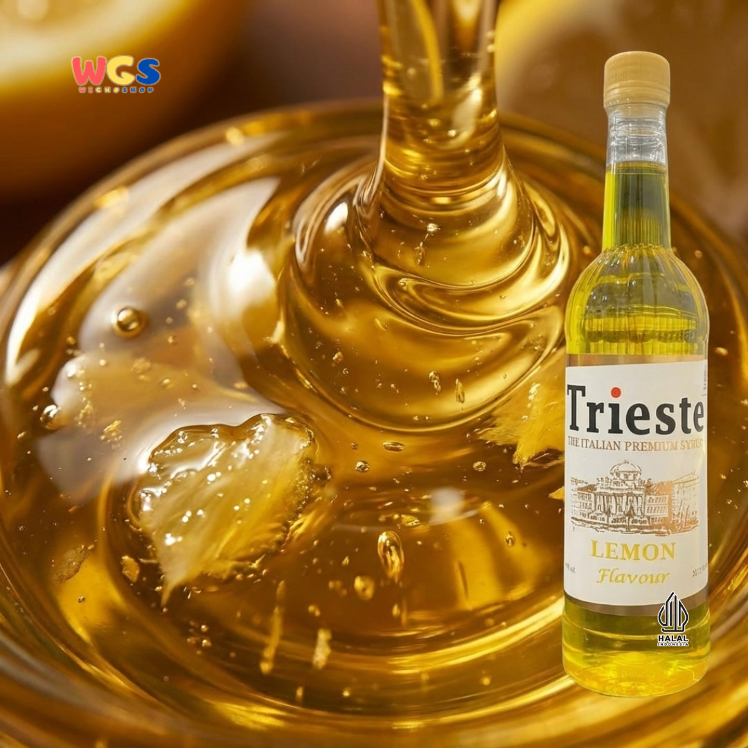 Trieste Lemon Syrup 650ml - Sirup Lemon Halal Premium untuk Tea, Soda & Mocktail