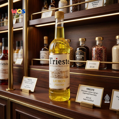 Trieste Lemon Syrup 650ml - Sirup Lemon Halal Premium untuk Tea, Soda & Mocktail