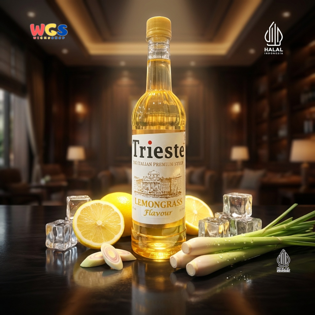 Trieste Lemongrass Syrup 650ml - Sirup Serai Premium untuk Tea, Soda, Mocktail dan Minuman Cafe