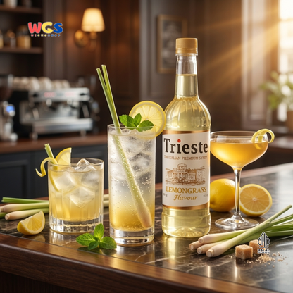 Trieste Lemongrass Syrup 650ml - Sirup Serai Premium untuk Tea, Soda, Mocktail dan Minuman Cafe
