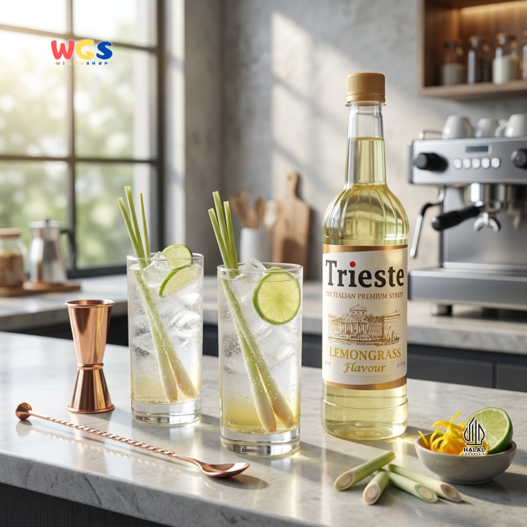 Trieste Lemongrass Syrup 650ml - Sirup Serai Premium untuk Tea, Soda, Mocktail dan Minuman Cafe