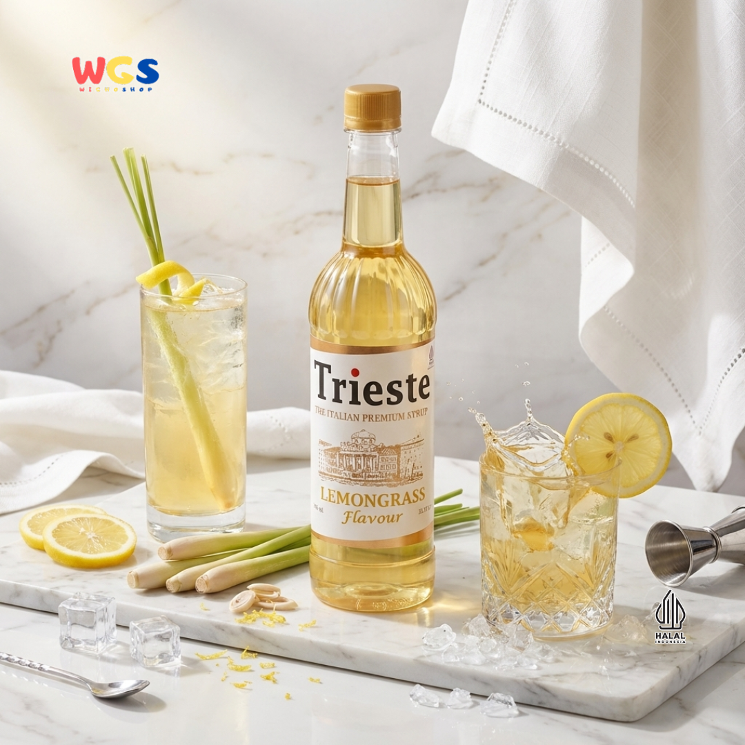 Trieste Lemongrass Syrup 650ml - Sirup Serai Premium untuk Tea, Soda, Mocktail dan Minuman Cafe
