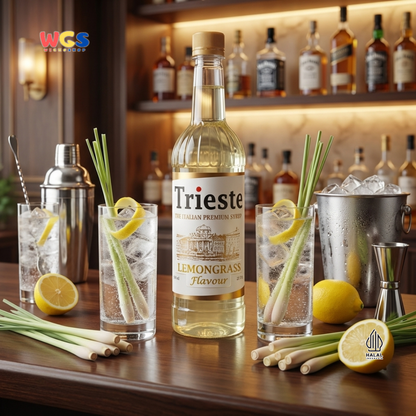 Trieste Lemongrass Syrup 650ml - Sirup Serai Premium untuk Tea, Soda, Mocktail dan Minuman Cafe