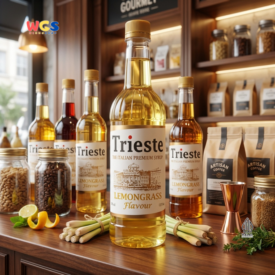 Trieste Lemongrass Syrup 650ml - Sirup Serai Premium untuk Tea, Soda, Mocktail dan Minuman Cafe
