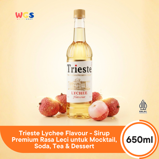 Trieste Lychee Syrup Flavour 650ml - Sirup Premium Rasa Leci untuk Mocktail, Soda, Tea & Dessert