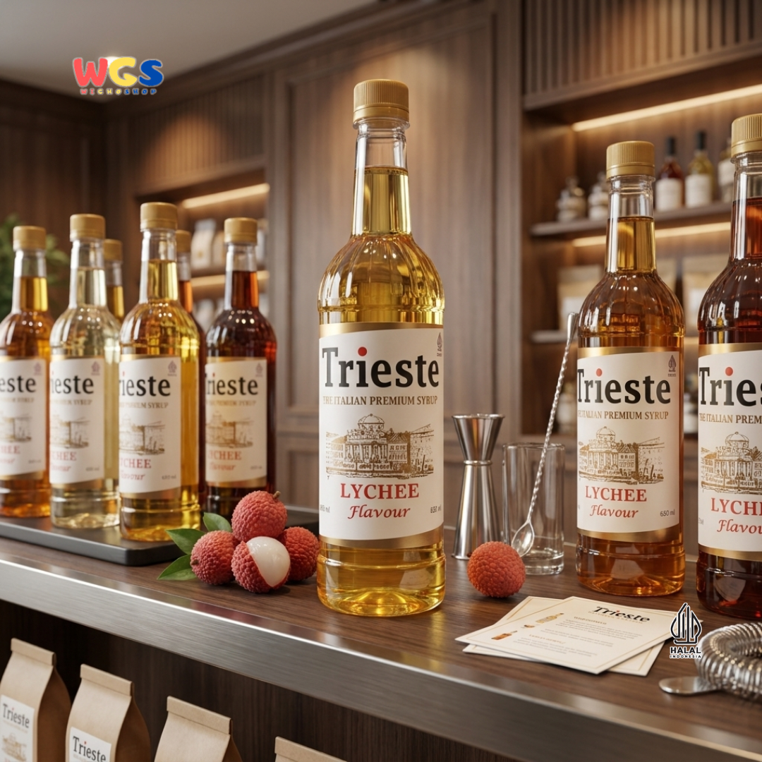 Trieste Lychee Syrup Flavour 650ml - Sirup Premium Rasa Leci untuk Mocktail, Soda, Tea & Dessert