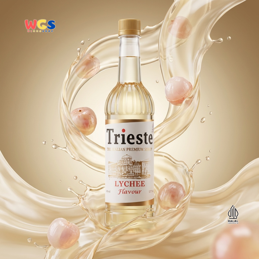 Trieste Lychee Syrup Flavour 650ml - Sirup Premium Rasa Leci untuk Mocktail, Soda, Tea & Dessert