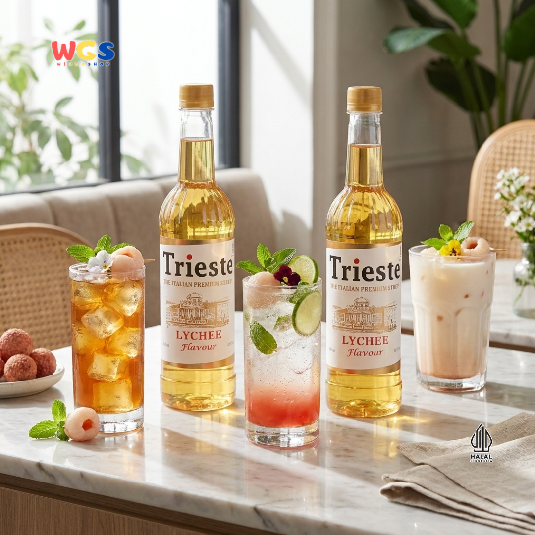 Trieste Lychee Syrup Flavour 650ml - Sirup Premium Rasa Leci untuk Mocktail, Soda, Tea & Dessert