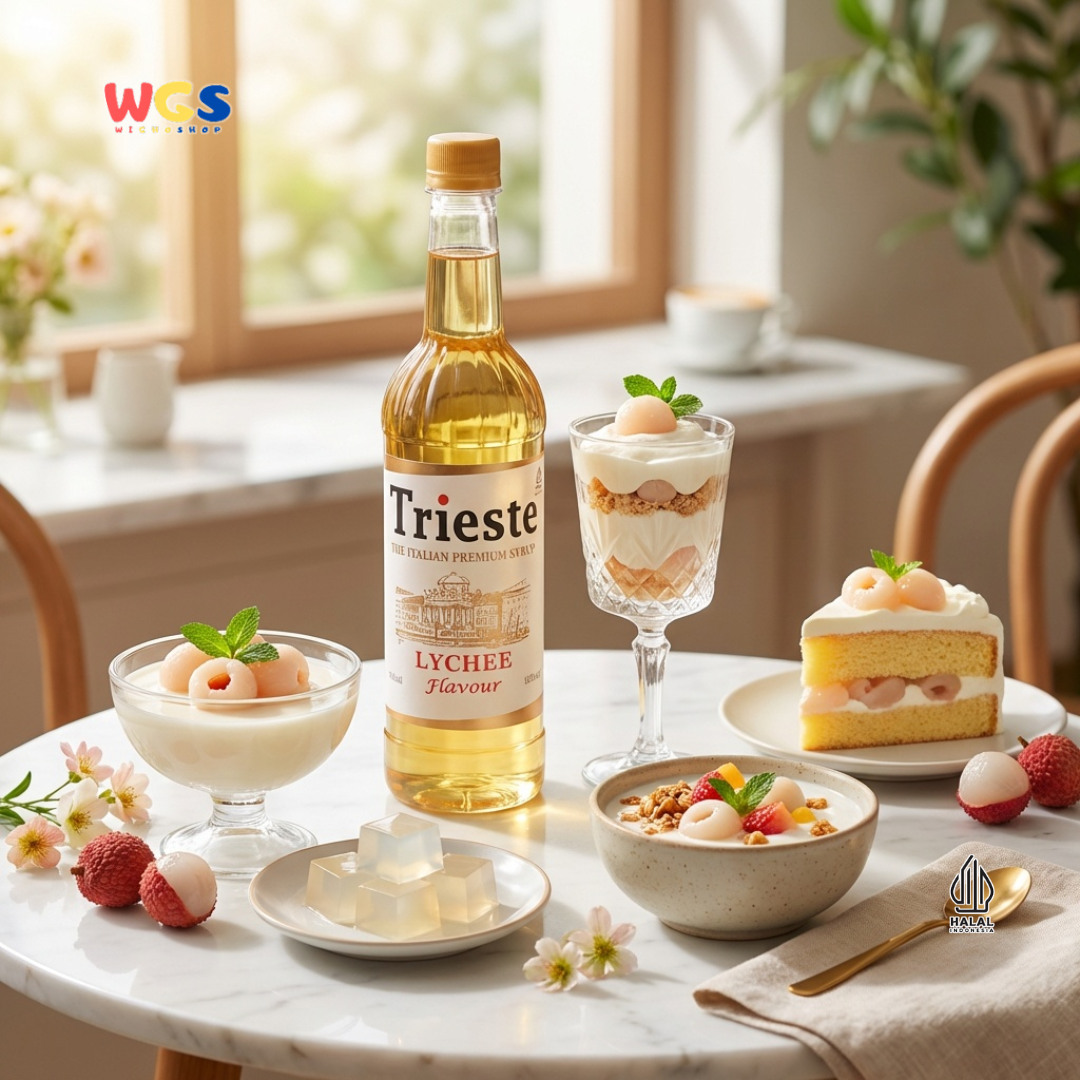 Trieste Lychee Syrup Flavour 650ml - Sirup Premium Rasa Leci untuk Mocktail, Soda, Tea & Dessert