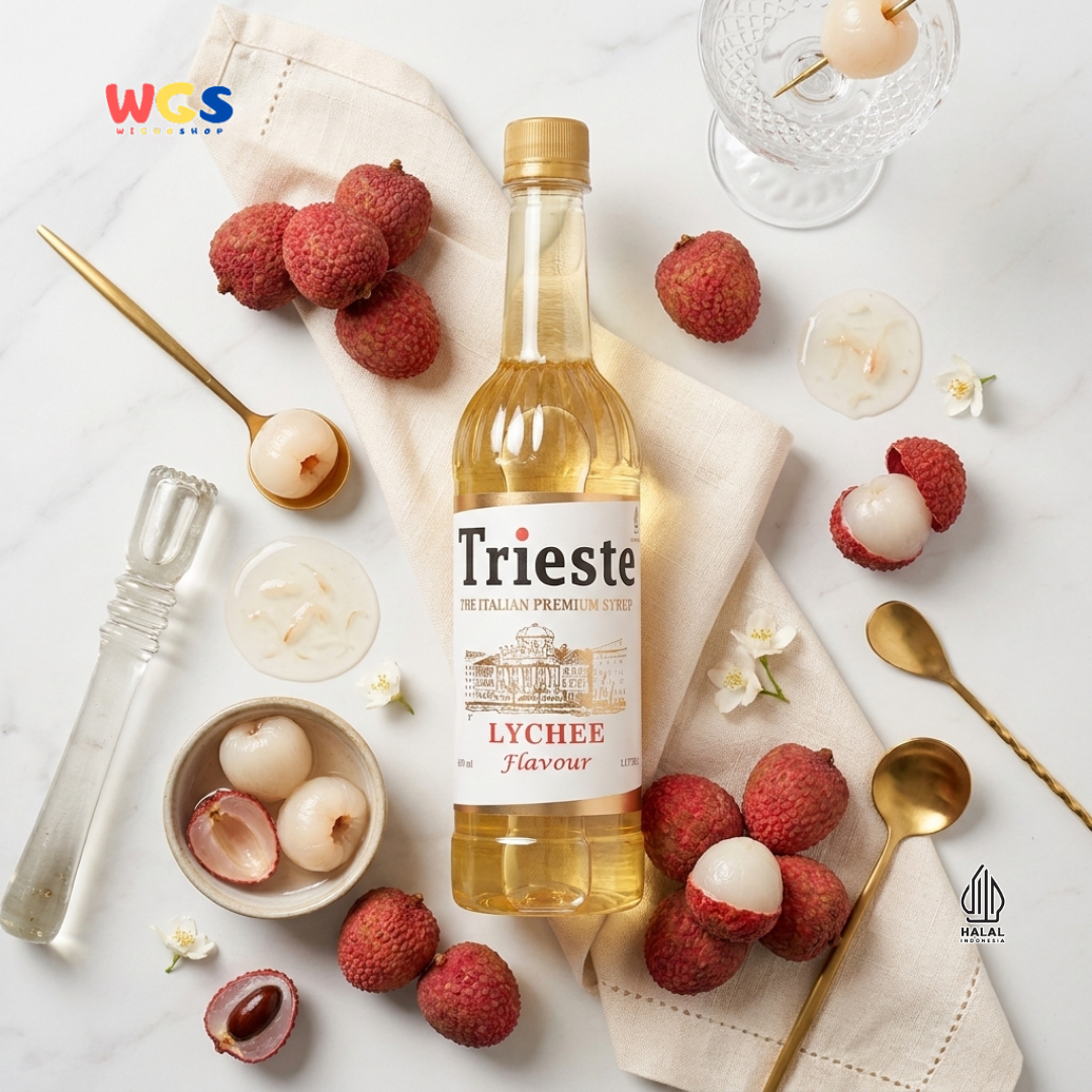 Trieste Lychee Syrup Flavour 650ml - Sirup Premium Rasa Leci untuk Mocktail, Soda, Tea & Dessert