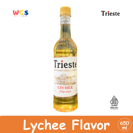 Trieste Syrup Lychee Premium Flavor 650ml - Halal MUI - Sirup Minuman Kekinian - Boba - Bubble Tea