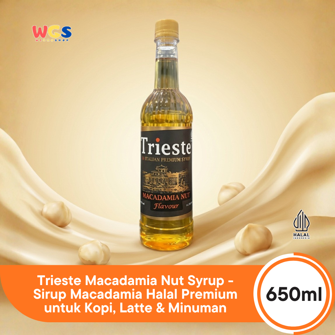 Trieste Macadamia Nut Syrup 650ml - Sirup Macadamia Halal Premium untuk Kopi, Latte & Minuman