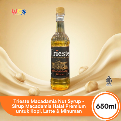Trieste Macadamia Nut Syrup 650ml - Sirup Macadamia Halal Premium untuk Kopi, Latte & Minuman