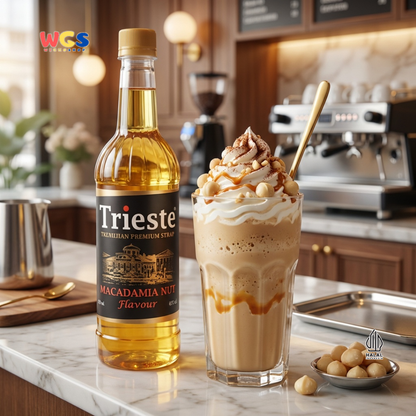 Trieste Macadamia Nut Syrup 650ml - Sirup Macadamia Halal Premium untuk Kopi, Latte & Minuman