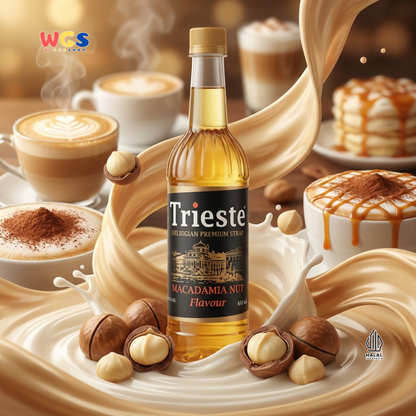 Trieste Macadamia Nut Syrup 650ml - Sirup Macadamia Halal Premium untuk Kopi, Latte & Minuman