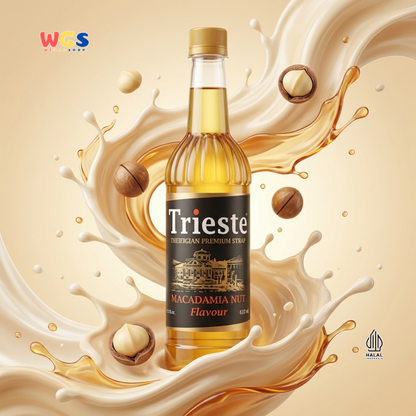 Trieste Macadamia Nut Syrup 650ml - Sirup Macadamia Halal Premium untuk Kopi, Latte & Minuman