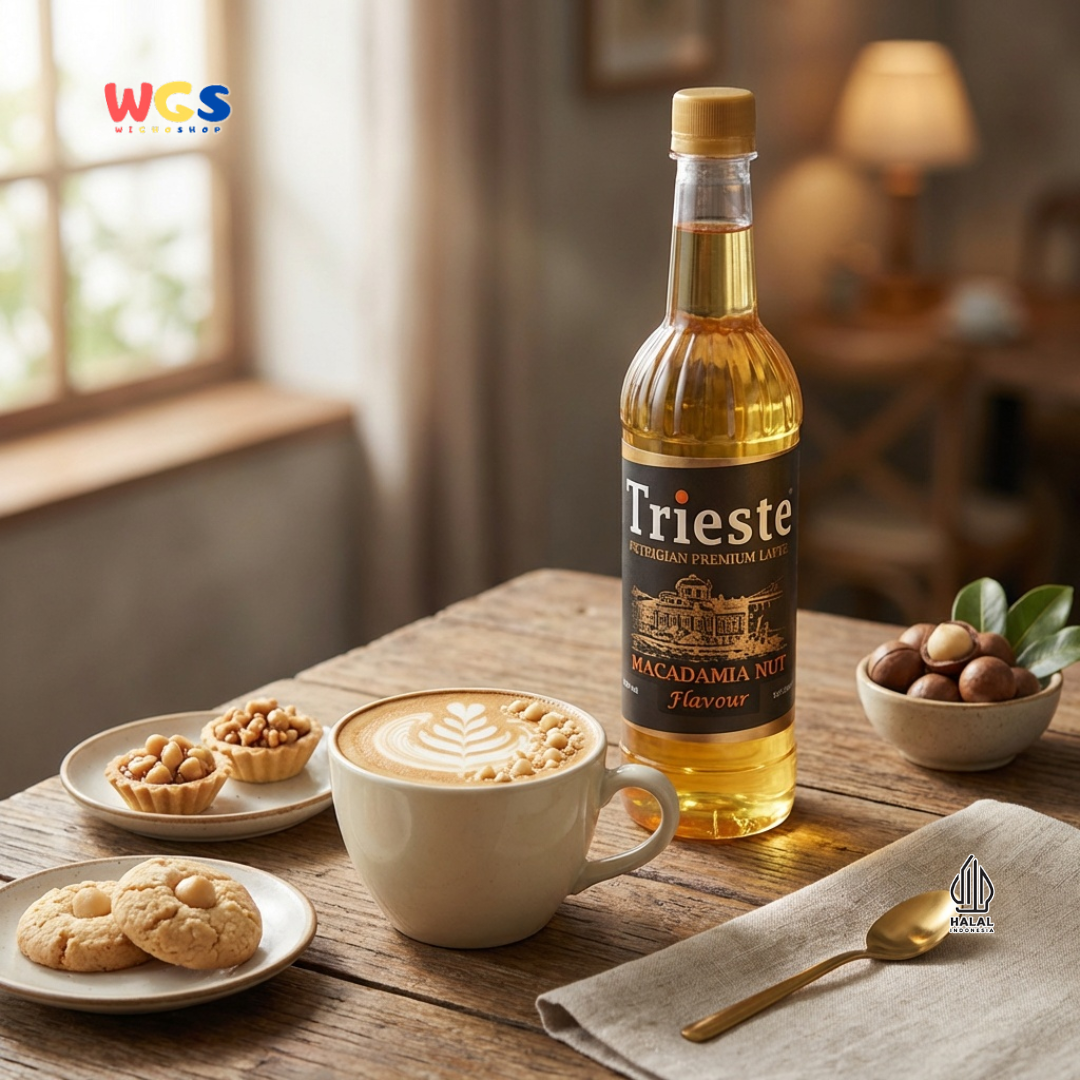 Trieste Macadamia Nut Syrup 650ml - Sirup Macadamia Halal Premium untuk Kopi, Latte & Minuman