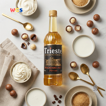 Trieste Macadamia Nut Syrup 650ml - Sirup Macadamia Halal Premium untuk Kopi, Latte & Minuman