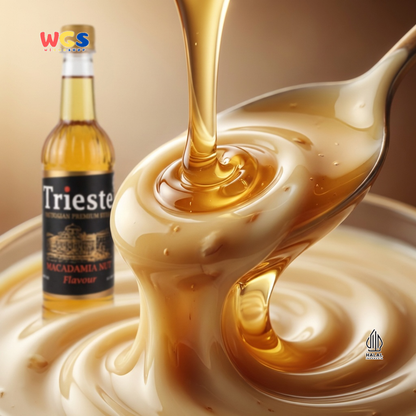 Trieste Macadamia Nut Syrup 650ml - Sirup Macadamia Halal Premium untuk Kopi, Latte & Minuman