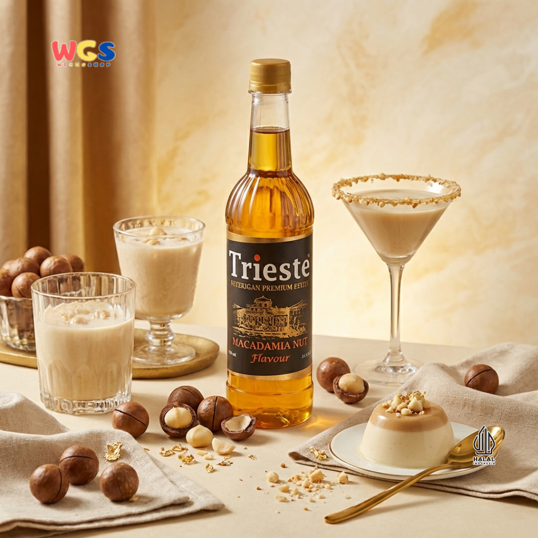 Trieste Macadamia Nut Syrup 650ml - Sirup Macadamia Halal Premium untuk Kopi, Latte & Minuman