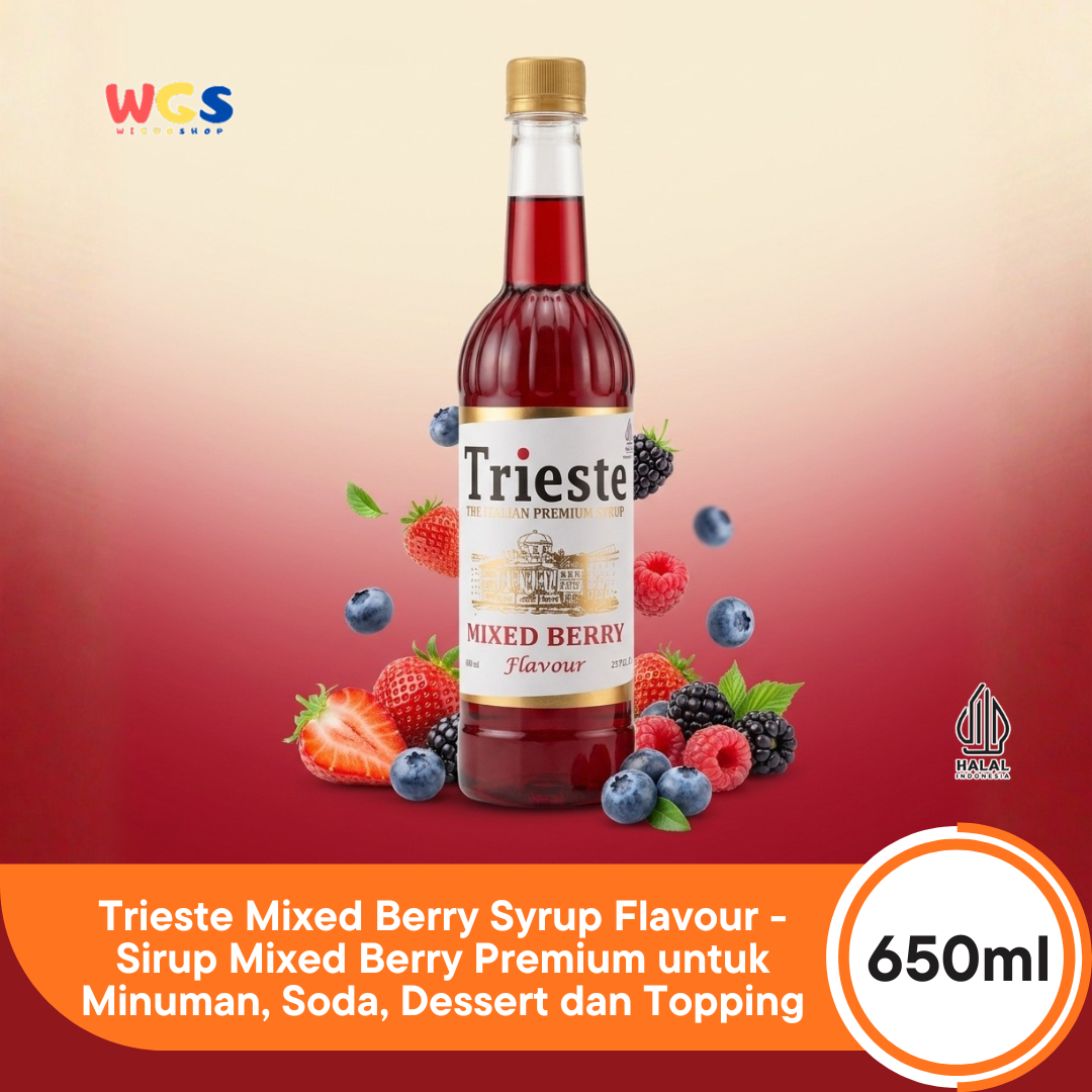 Trieste Mixed Berry Flavor Syrup Premium 650ml - Halal MUI - Trendy Drink - Bubble Tea - Soda