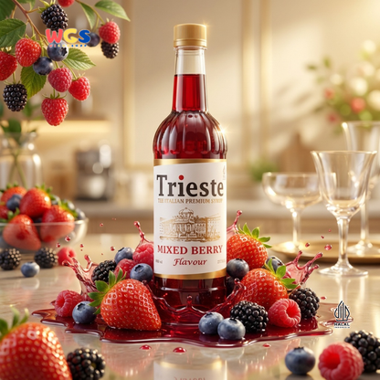 Trieste Mixed Berry Flavor Syrup Premium 650ml - Halal MUI - Trendy Drink - Bubble Tea - Soda
