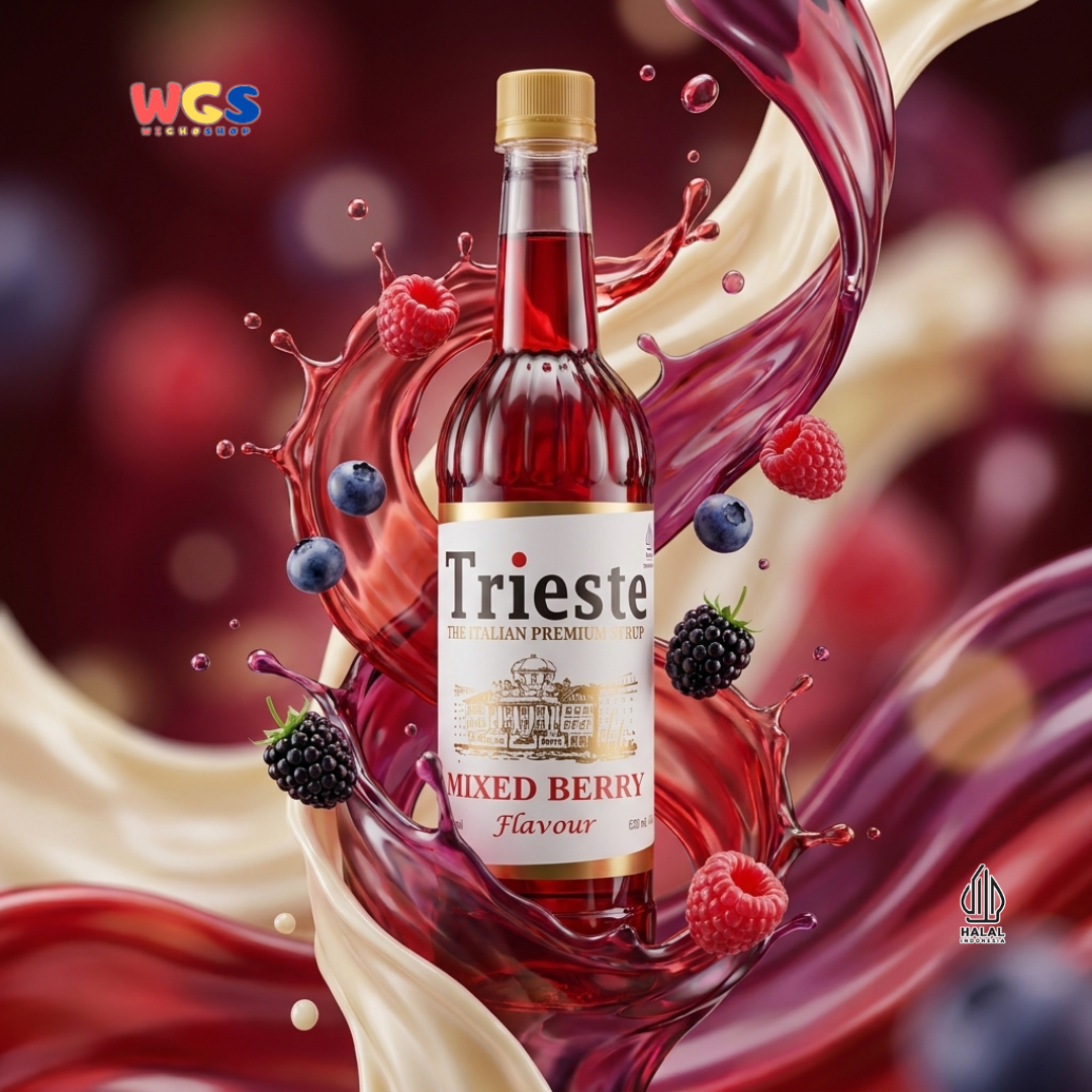 Trieste Mixed Berry Flavor Syrup Premium 650ml - Halal MUI - Trendy Drink - Bubble Tea - Soda