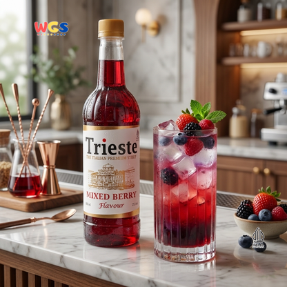Trieste Mixed Berry Flavor Syrup Premium 650ml - Halal MUI - Trendy Drink - Bubble Tea - Soda