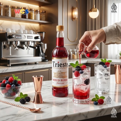 Trieste Mixed Berry Flavor Syrup Premium 650ml - Halal MUI - Trendy Drink - Bubble Tea - Soda
