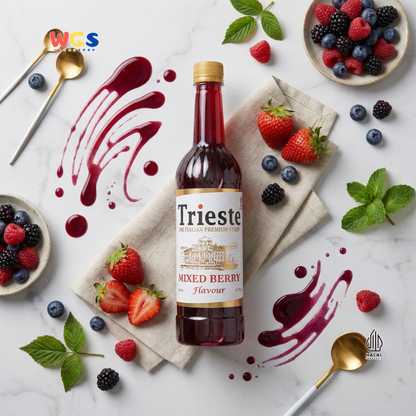 Trieste Mixed Berry Flavor Syrup Premium 650ml - Halal MUI - Trendy Drink - Bubble Tea - Soda