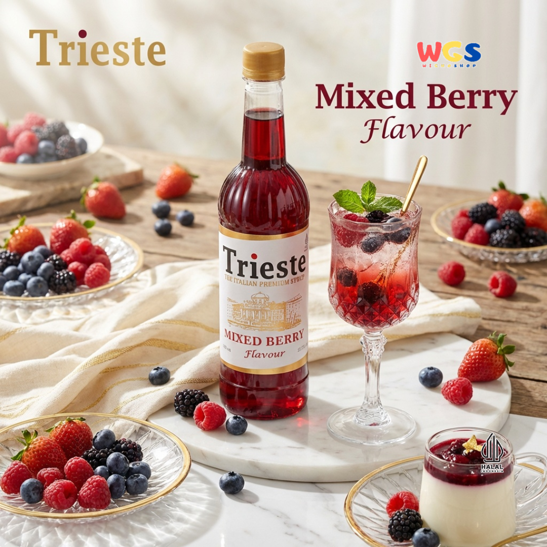 Trieste Mixed Berry Flavor Syrup Premium 650ml - Halal MUI - Trendy Drink - Bubble Tea - Soda