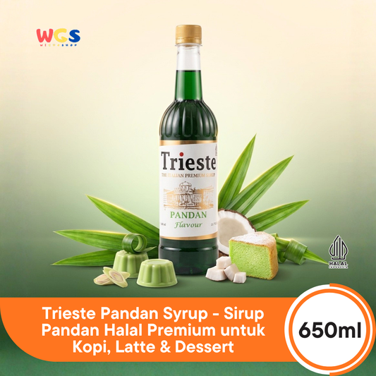 Trieste Pandan Syrup 650ml - Sirup Pandan Halal Premium untuk Kopi, Latte & Dessert