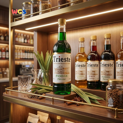 Trieste Pandan Syrup 650ml - Sirup Pandan Halal Premium untuk Kopi, Latte & Dessert
