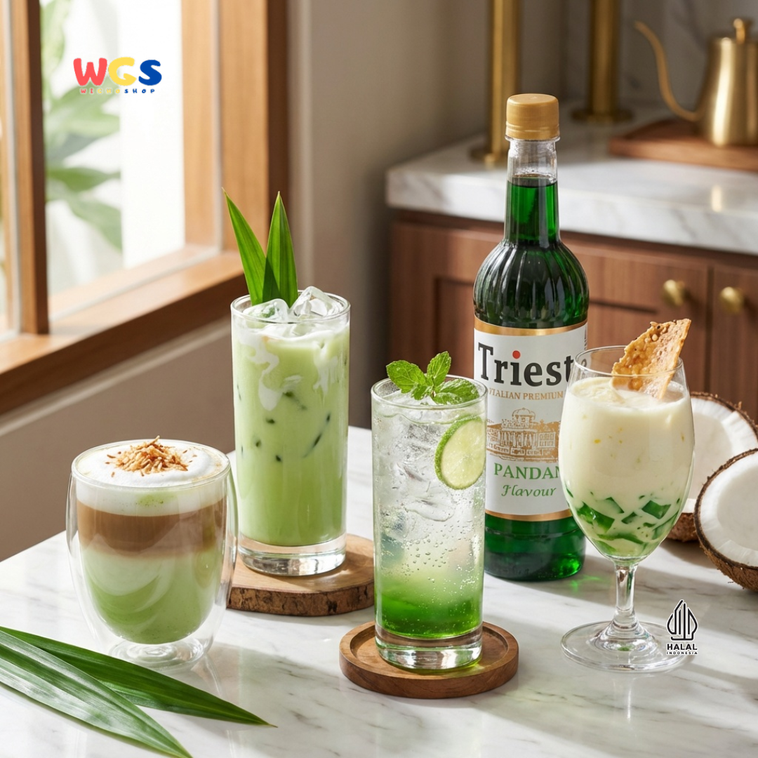 Trieste Pandan Syrup 650ml - Sirup Pandan Halal Premium untuk Kopi, Latte & Dessert