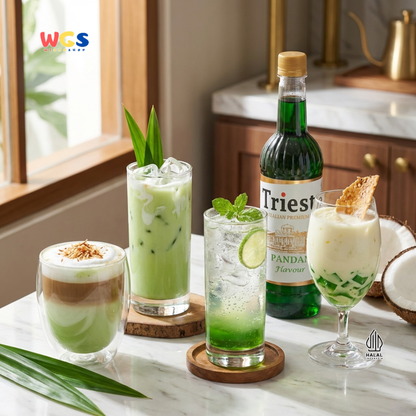 Trieste Pandan Syrup 650ml - Sirup Pandan Halal Premium untuk Kopi, Latte & Dessert